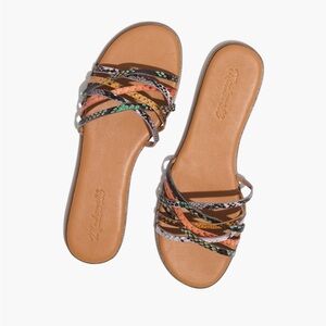 Madewell Women's Tracie Crisscross Slide Sandal in Snake Embossed Leather 9 New